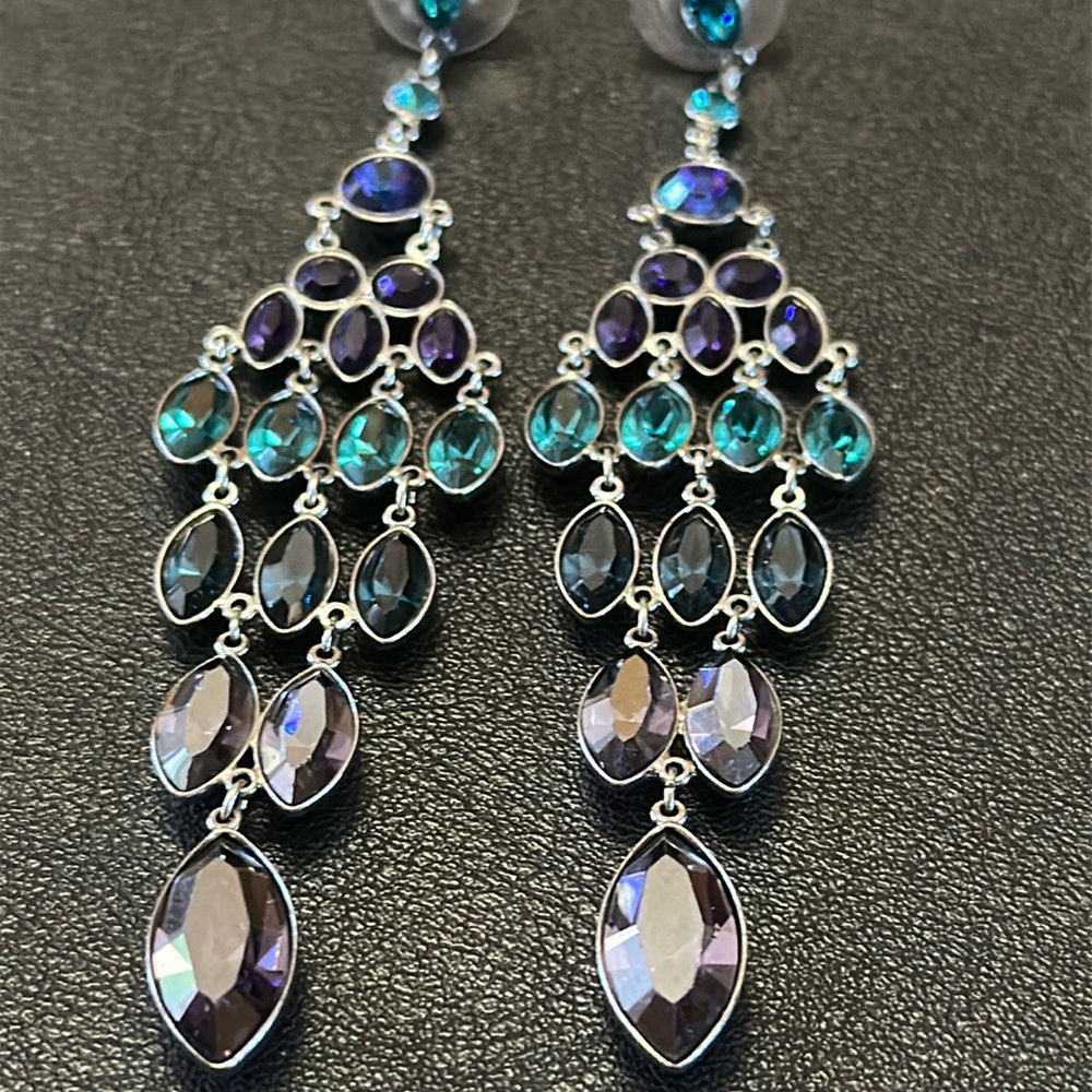 Swarovski Multi-Color Statement Drop Post Back Ea… - image 2